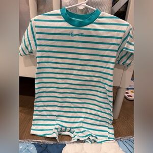Nike Teal and White Striped Baby Romper
